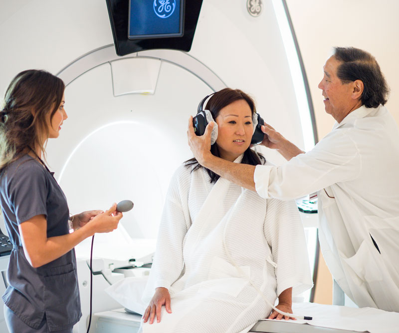 patient preparing for her MRI scan