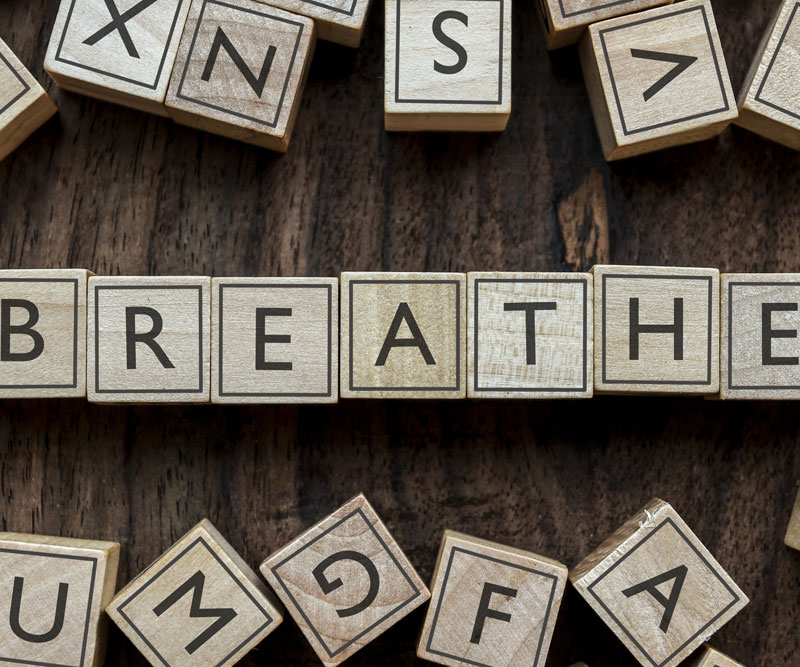 the word: breathe spelled out in letters