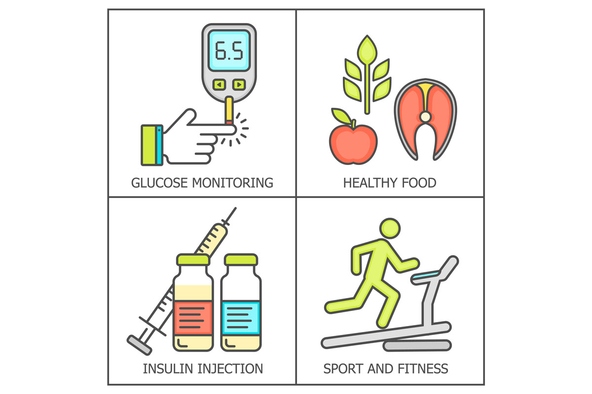 Illustration of preventative steps against diabetes