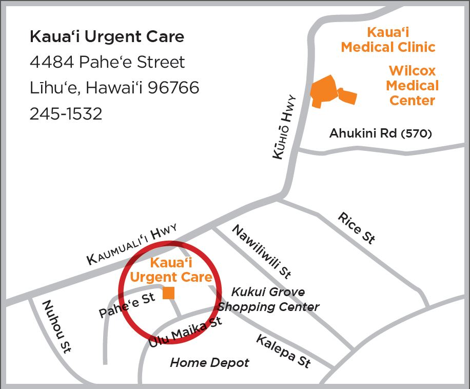 Map to Kauai Urgent Care