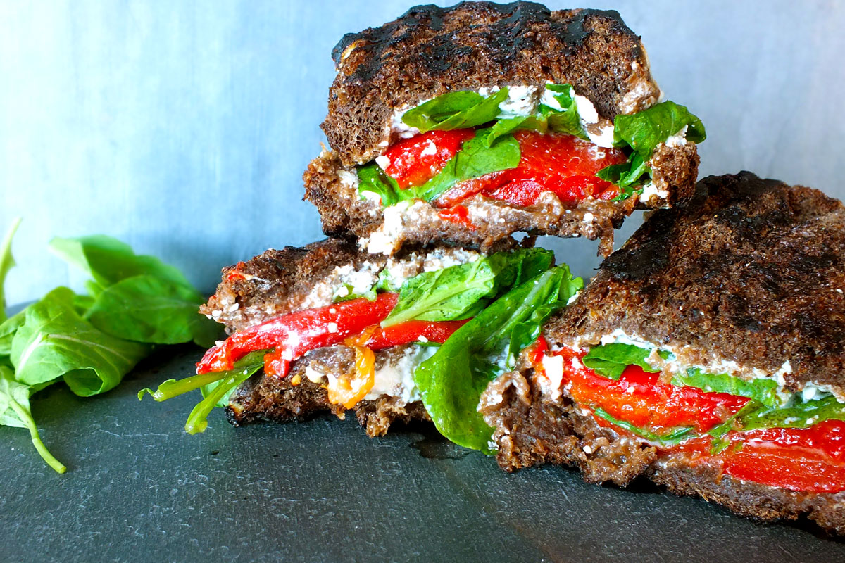 Red Pepper, Arugula & Goat Cheese Paninis