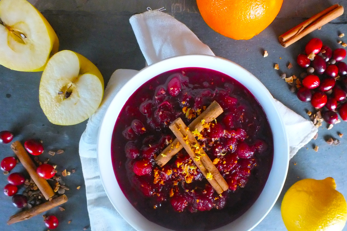 Fresh Cranberry Chutney with Apples, Cinnamon & Citrus