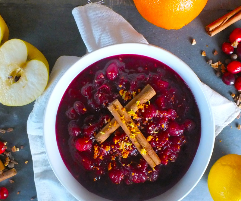 Fresh Cranberry Chutney with Apples, Cinnamon & Citrus