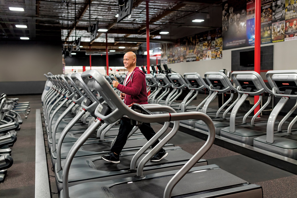 individual working out in gym