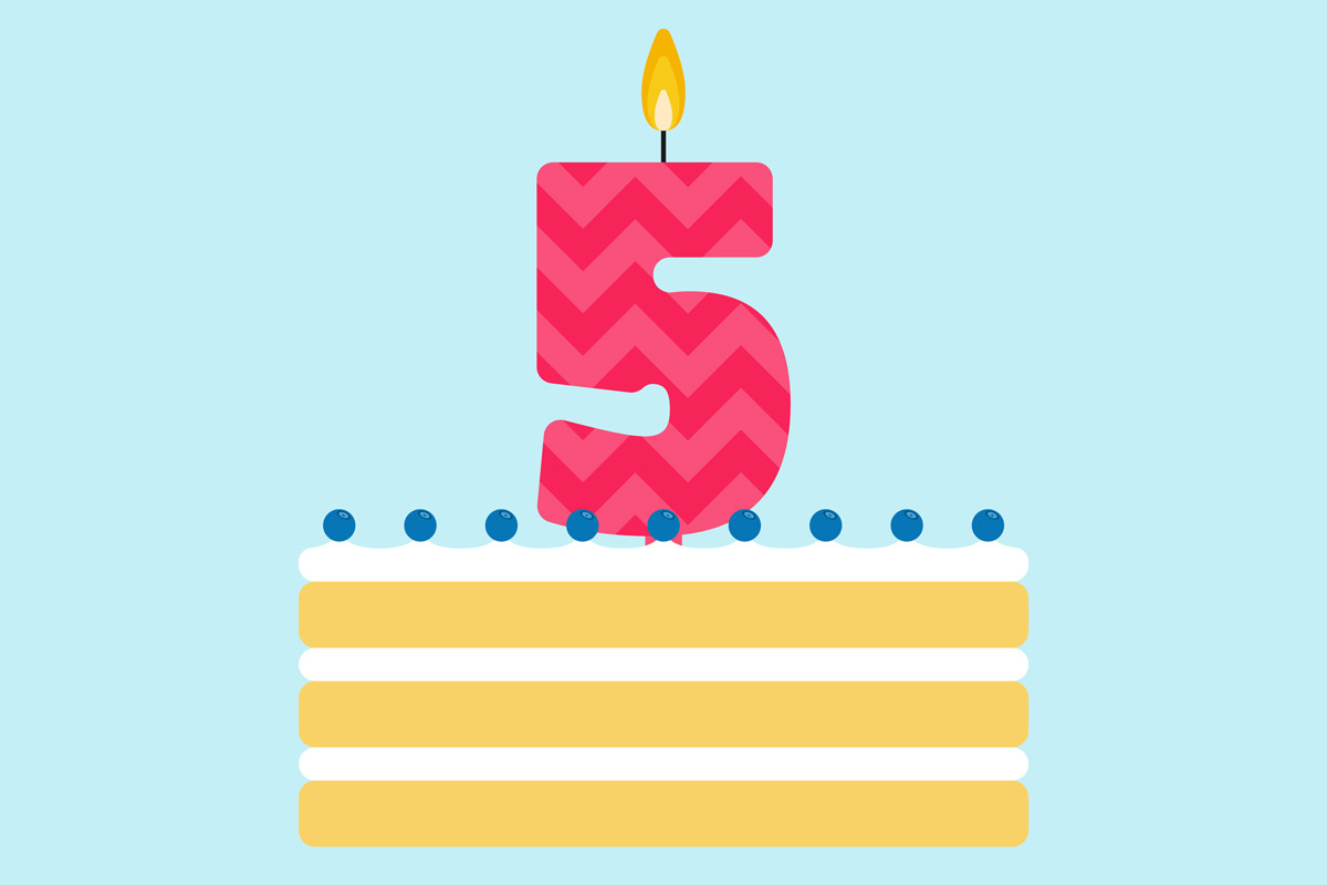 illustration of a birthday cake with the number 5