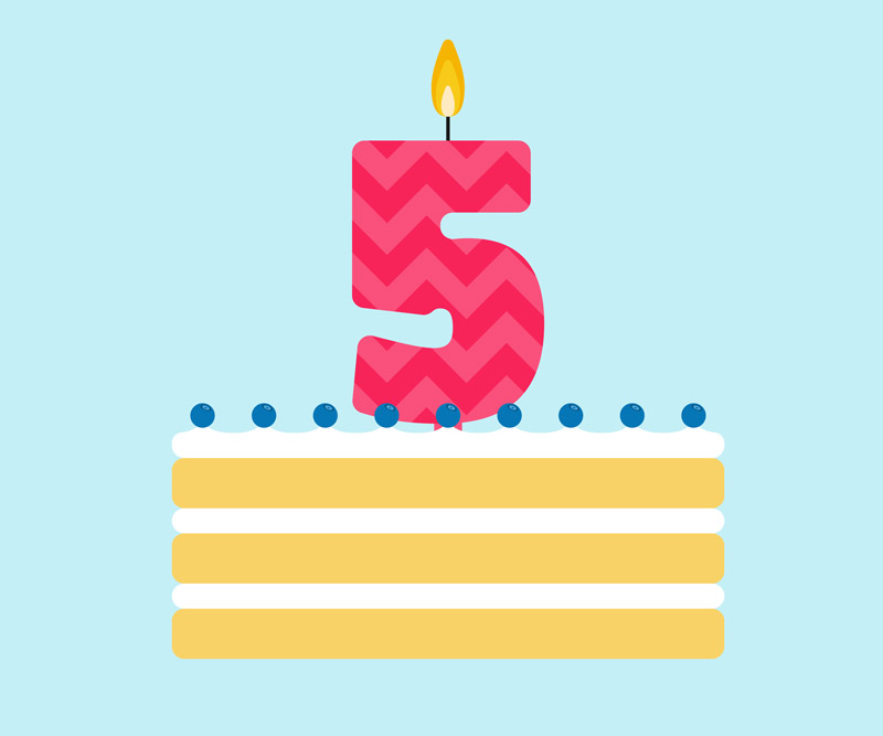 illustration of a birthday cake with the number 5