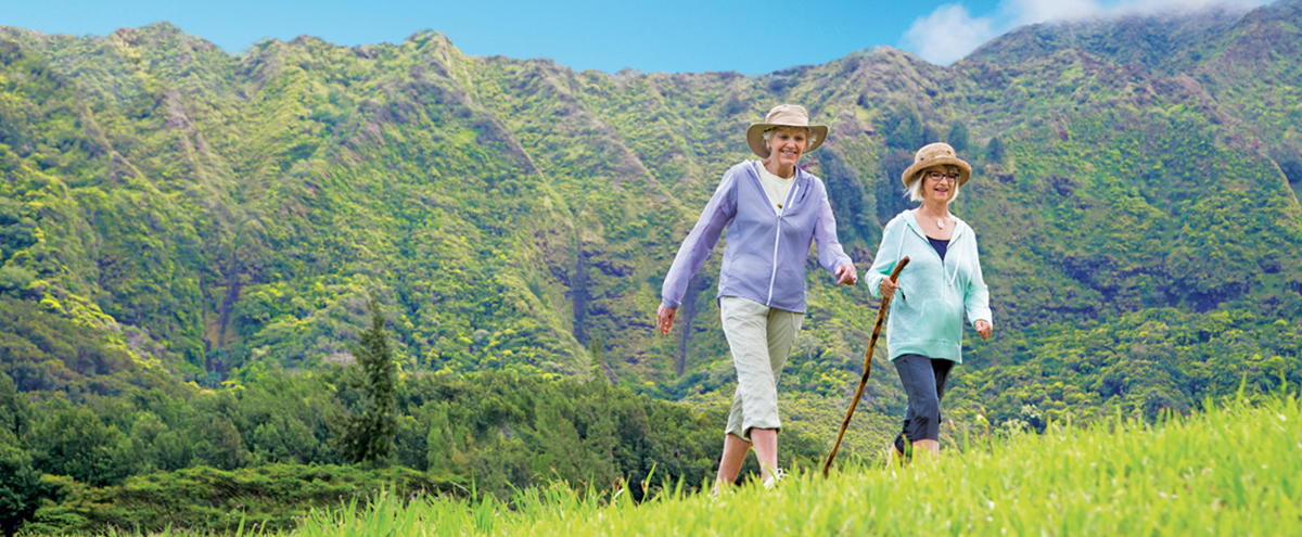 Two women hiking