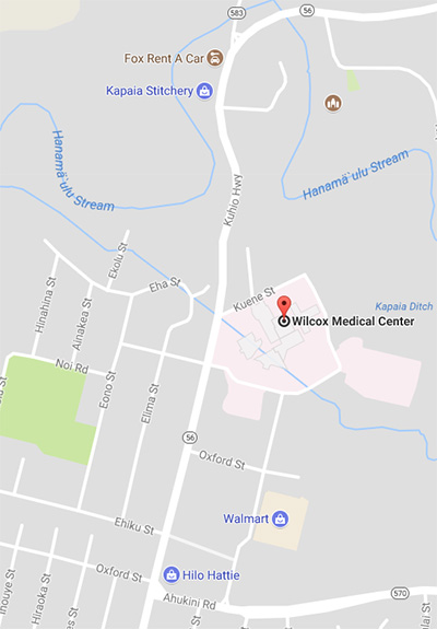 Street Map of Wilcox Medical Center