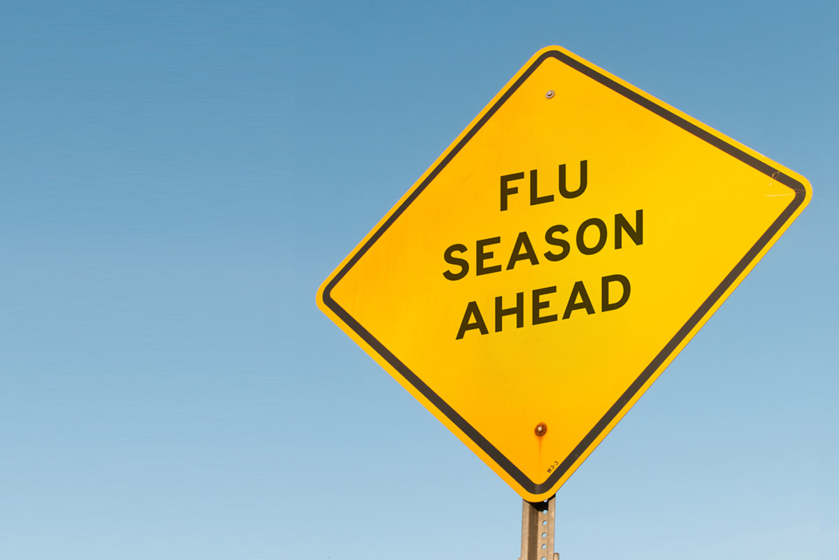 road sign reading: "Flu season ahead"