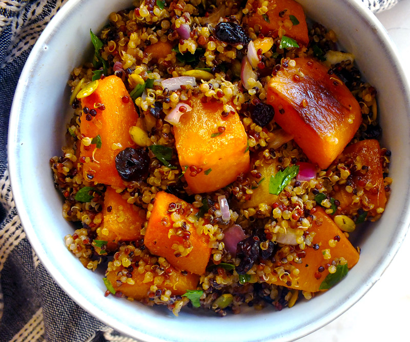 Butternut Squash & Cranberry Quinoa Salad in bowl