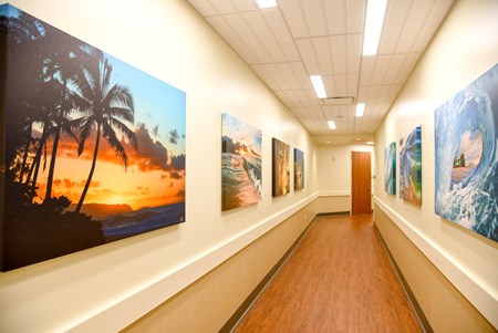 Among the special design features of the cancer center is the use of local artwork hand-selected to create a calm, soothing environment.