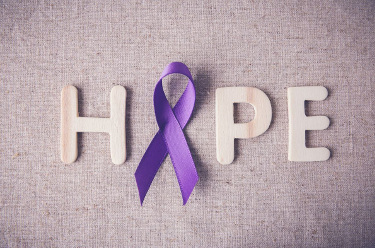 the word hope decorated with a cancer ribbon