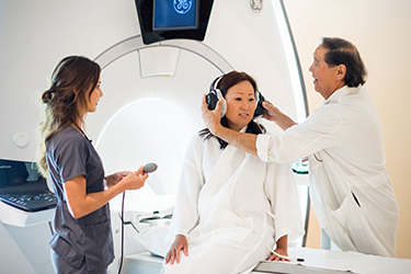 patient preparing for her MRI scan