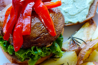 Grilled portobello mushroom burger