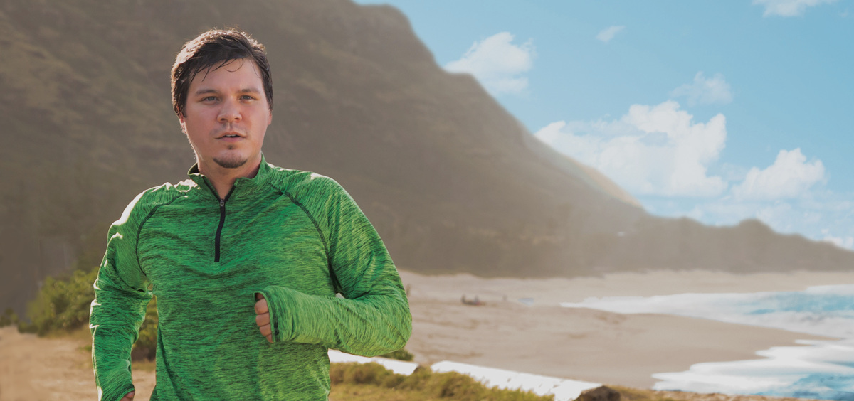 Man running on the beach