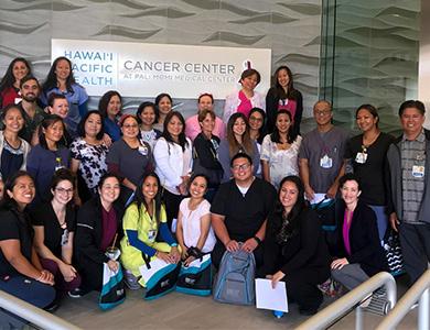 Nurses from Pali Momi and Straub gather for their annual competency at the Hawaii Pacific Health Cancer Center at Pali Momi Medical Center.