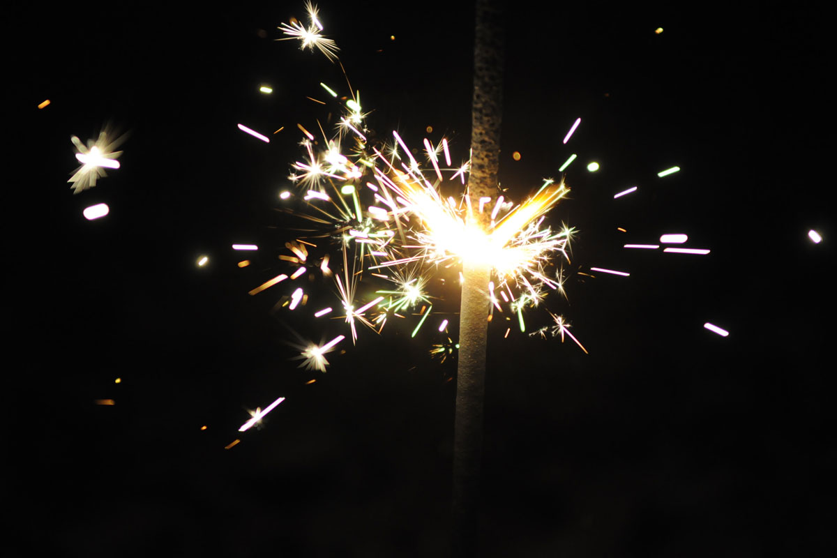 closeup of a lit sparkler