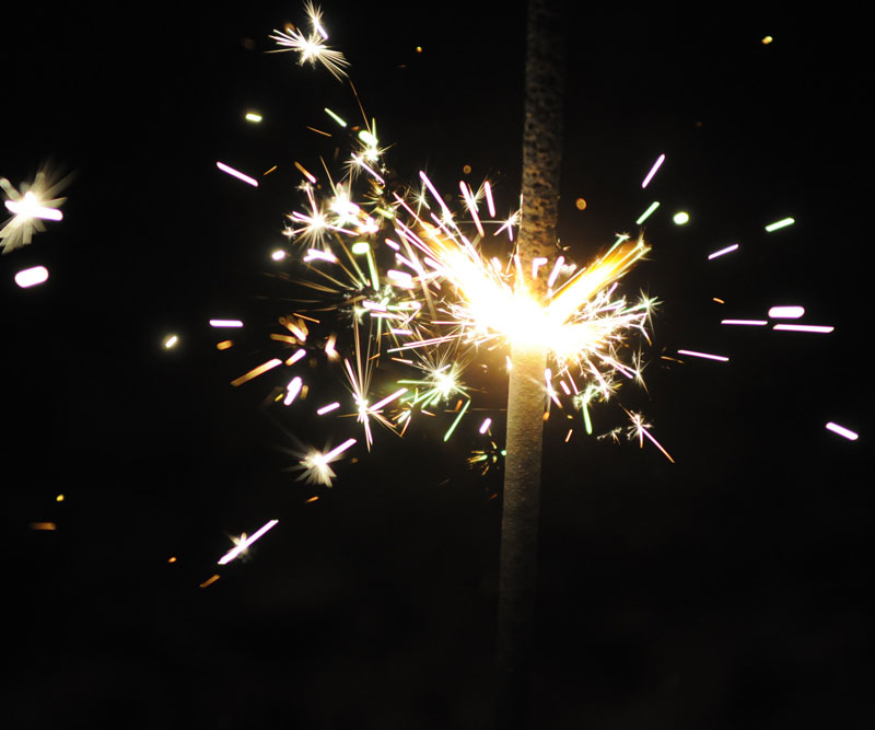 closeup of a lit sparkler