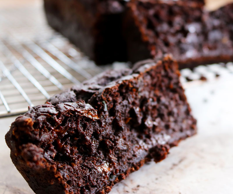 slices of fresh Chocolate Zucchini Bread