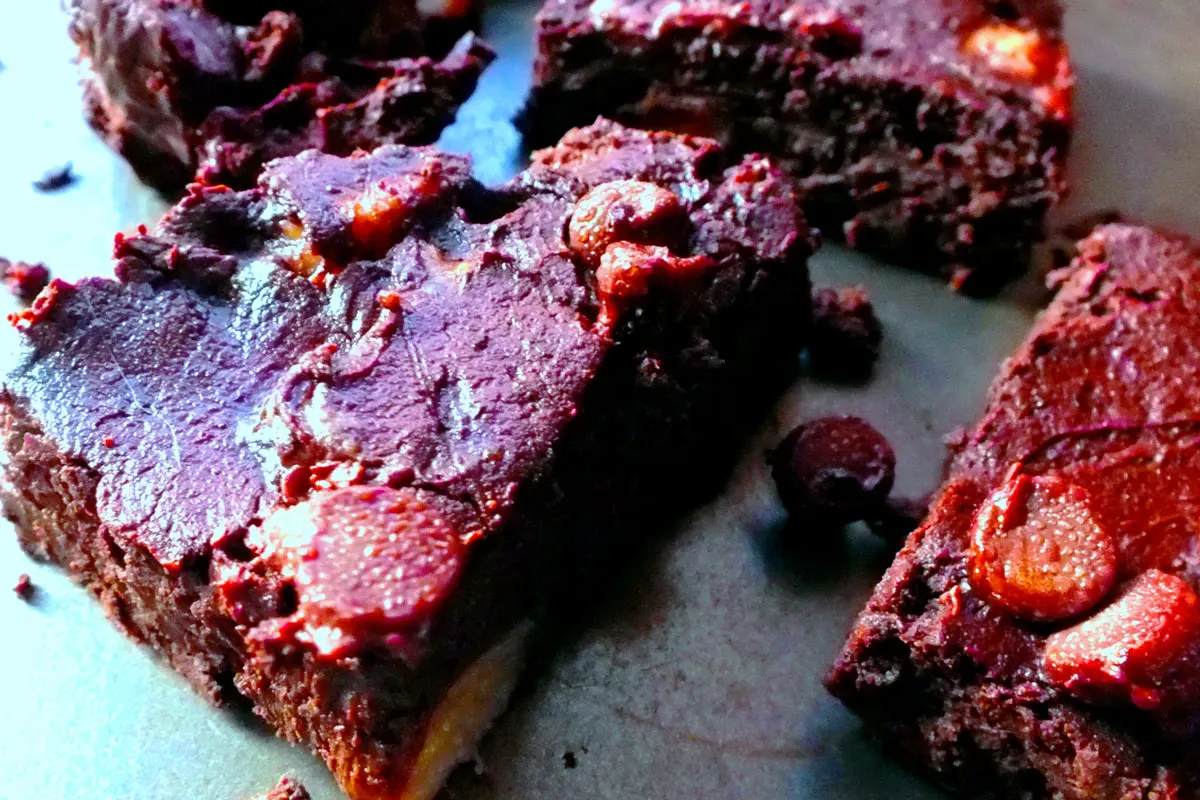 A close-up of brownies.